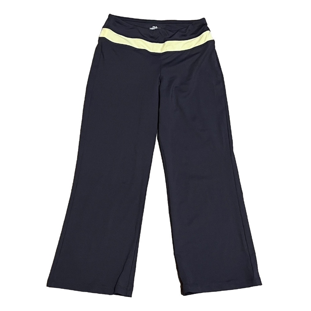 NEW FILA straight leg capri pants crop mid rise gray yellow stretchy small